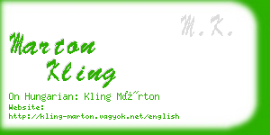 marton kling business card